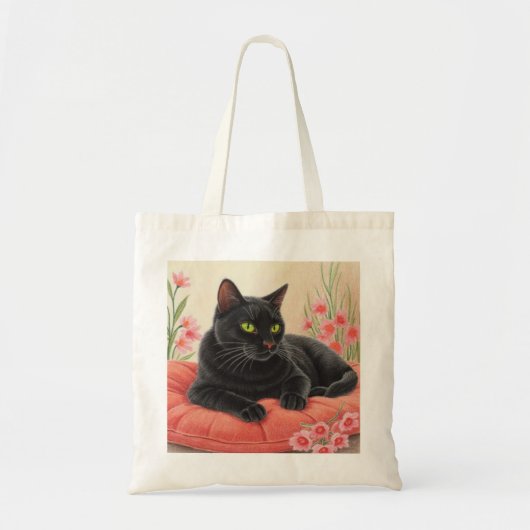 休憩中の黒猫 トートバッグ (正面)