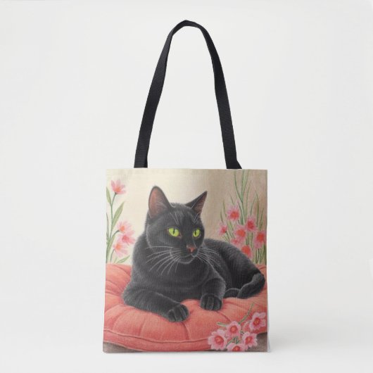 休憩中の黒猫 トートバッグ (正面)