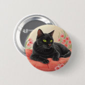 休憩中の黒猫 缶バッジ (正面&裏面)