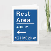 休憩所まで400m 左側道路標識 カード (正面)