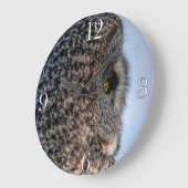 休憩灰色素晴らしフクロウ野生動物写真ポートレート ラージ壁時計 (傾斜)