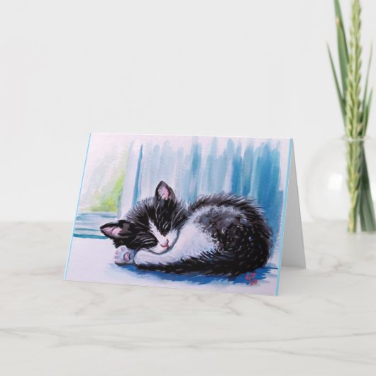 休憩用の子猫グリーティングカード カード (正面)