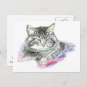 休憩用キャット – 動物の水彩集め ポストカード (正面/裏面)
