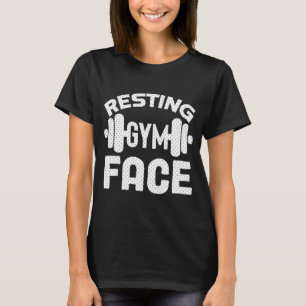 休憩用ジム顔フィットネストレーニング やる気を起こさせる Tシャツ