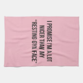 休憩用ジム顔 – 女性おもしろいノベルティトレーニング キッチンタオル (横)