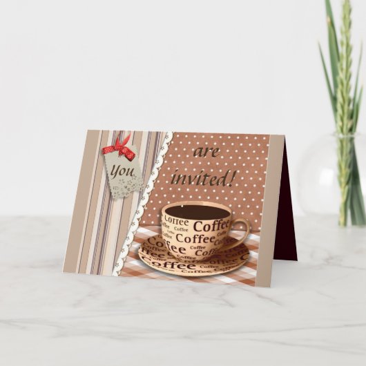 休憩、ヴィンテージの壊れ目の時間コーヒーカップ 招待状 (正面)