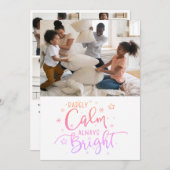 休日おもしろいはめったに穏やかな5写真クリスマスカード シーズンカード (正面/裏面)