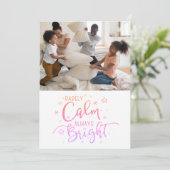 休日おもしろいはめったに穏やかな5写真クリスマスカード シーズンカード (スタンド正面)