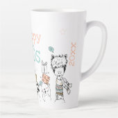 休日おもしろい漫画の動物ハッピーハッピーハッピーハッピーハッピィ カフェラテマグ (右)