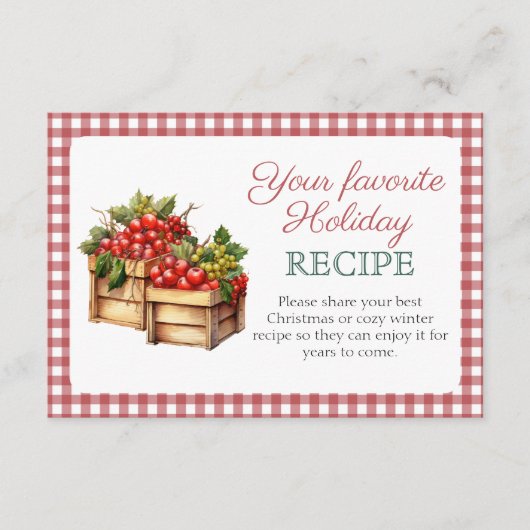 休日お気に入りのレシピ要求ブライダルシャワーカード エンクロージャーカード (正面)