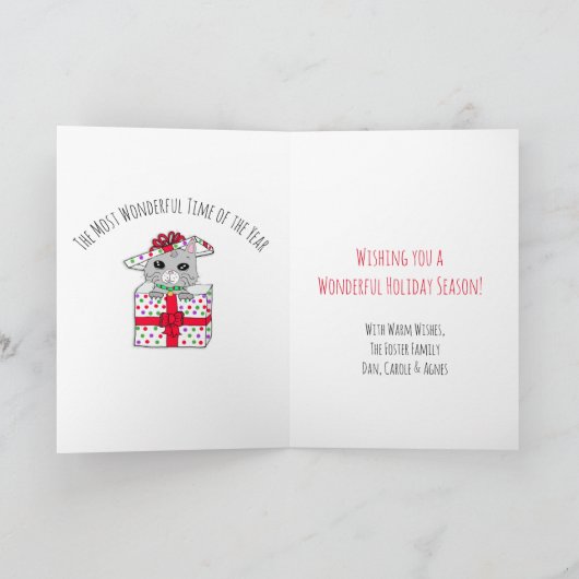 休日お洒落小妖精や小人とクリスマスツリー カード (内部)