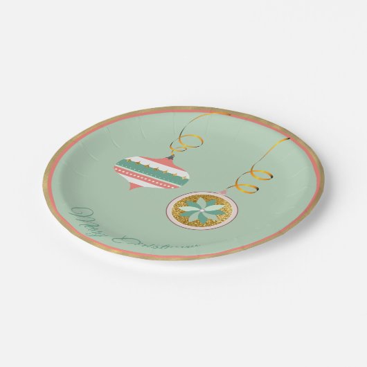 休日かわいらしオーナメントパーティー ペーパープレート (アングル)