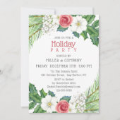 休日かわいらしフローラ企業のクリスマスパーティー 招待状 (正面)