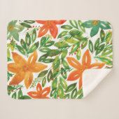 休日と手の絵を描花咲き シェルパブランケット (正面(横))