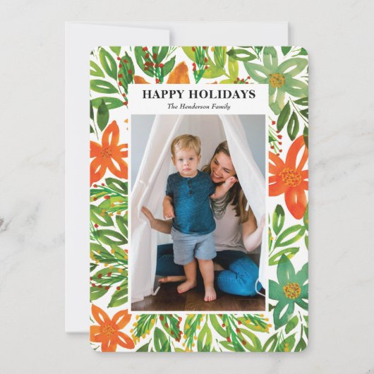 休日と手の絵を描花咲き シーズンカード (正面)