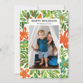 休日と手の絵を描花咲き シーズンカード