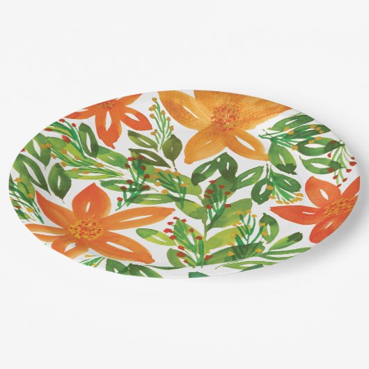 休日と手の絵を描花咲き ペーパープレート (アングル)