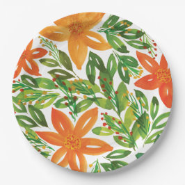 休日と手の絵を描花咲き ペーパープレート