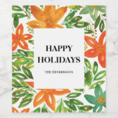 休日と手の絵を描花咲き ワインラベル (シングルラベル)