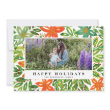 休日と手の花のフォトカード