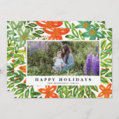 休日と手の花のフォトカード シーズンカード (正面/裏面)