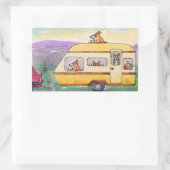 休日にオフ – キャラバンでコーギ犬 長方形シール (バッグ)