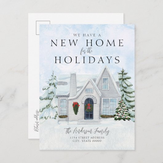 休日に引っ越しの新しい家がある 案内ポストカード (正面/裏面)