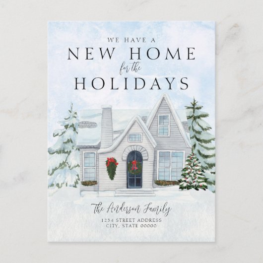 休日に引っ越しの新しい家がある 案内ポストカード (正面)