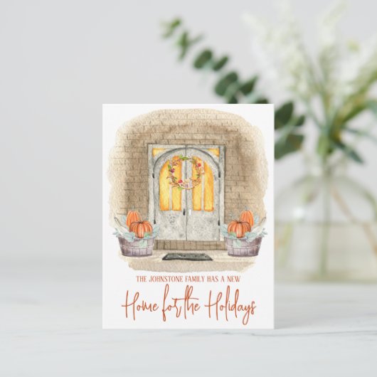 休日に新しい家を動かす発表 ポストカード (スタンド正面)