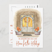 休日に新しい家を動かす発表 ポストカード (正面/裏面)