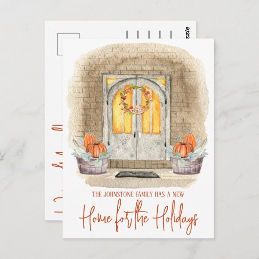 休日に新しい家を動かす発表 ポストカード (正面/裏面)