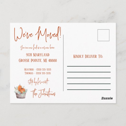 休日に新しい家を動かす発表 ポストカード (裏面)