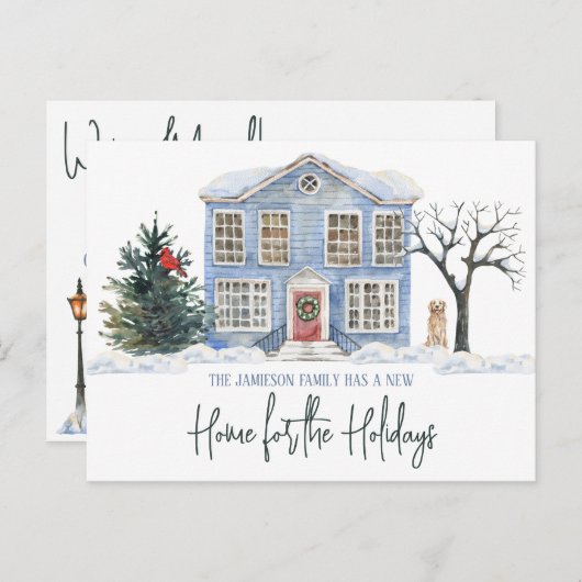 休日に新しい家を引っ越す発表 ポストカード (正面/裏面)