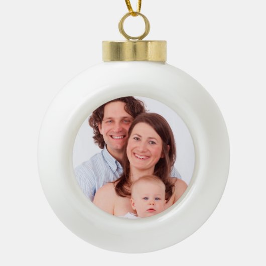 休日のあなた自身の写真を作成して下さい セラミックボールオーナメント (正面)