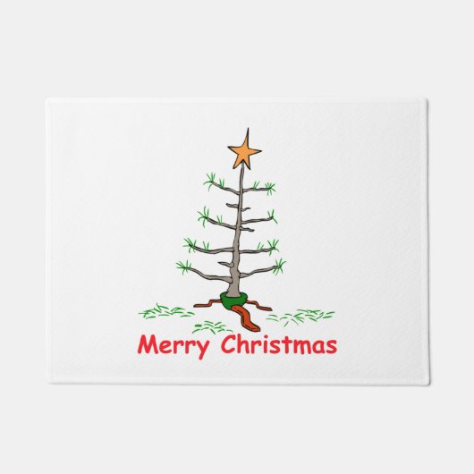 休日のおもしろいジョーク悲しい木メリークリスマス ドアマット (正面)