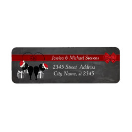 休日のおもしろい漫画サンタ猫カップルchalkboard ラベル