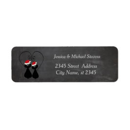 休日のおもしろい漫画サンタ猫カップルchalkboard ラベル