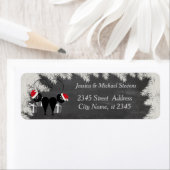 休日のおもしろい漫画サンタ猫カップルchalkboard ラベル (インサイチュ)