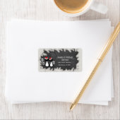 休日のおもしろい漫画サンタ猫カップルchalkboard ラベル (インサイチュ)