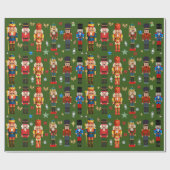 休日のかわいいナツクラッカーパターン緑 ラッピングペーパー (フラット)