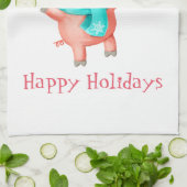 休日のかわいいブタ キッチンタオル (折り畳み)