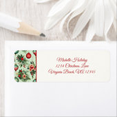 休日のかわいらしオーナメント、フローラのクリスマスアドレス ラベル (インサイチュ)