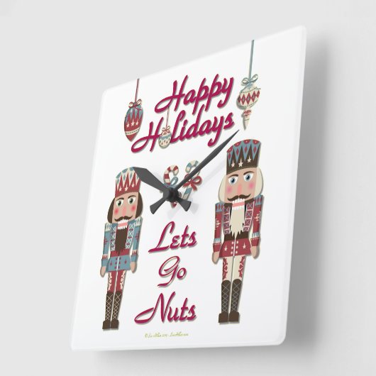 休日のくるみ割りは興奮するために割り当てます スクエア壁時計 (傾斜)