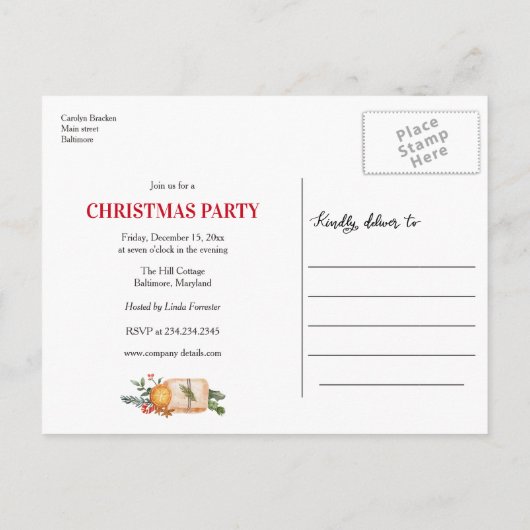 休日のくるみ割り | クリスマスパーティー保存日 案内ポストカード (裏面)