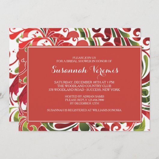 休日のしゃれているなブライダルシャワーの招待状 招待状 (正面/裏面)