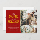 休日のための新しい家Red写真の移動 案内ポストカード (正面/裏面)