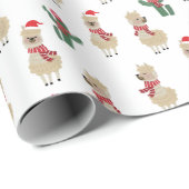 休日のアルパカのサンタクロースパターン ラッピングペーパー (ロールコーナー)
