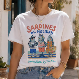 休日のイワシ 海岸の夏 グラフィック Tシャツ