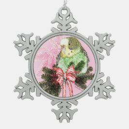 休日のインコのオーナメント スノーフレークピューターオーナメント