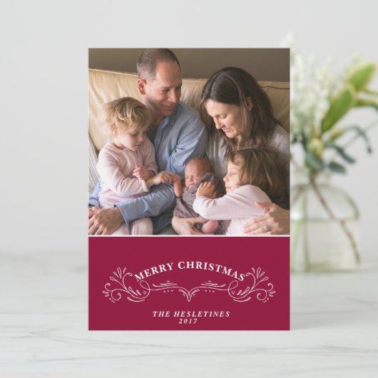 休日のエレガントフォトカード – 編集可能なグリーティング シーズンカード (スタンド正面)